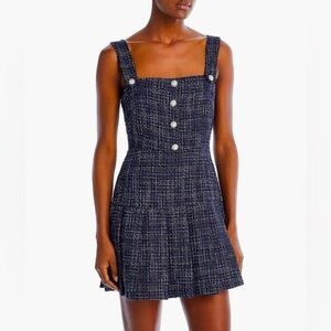 NWT Aqua Womens Metallic Tweed Mini Dress